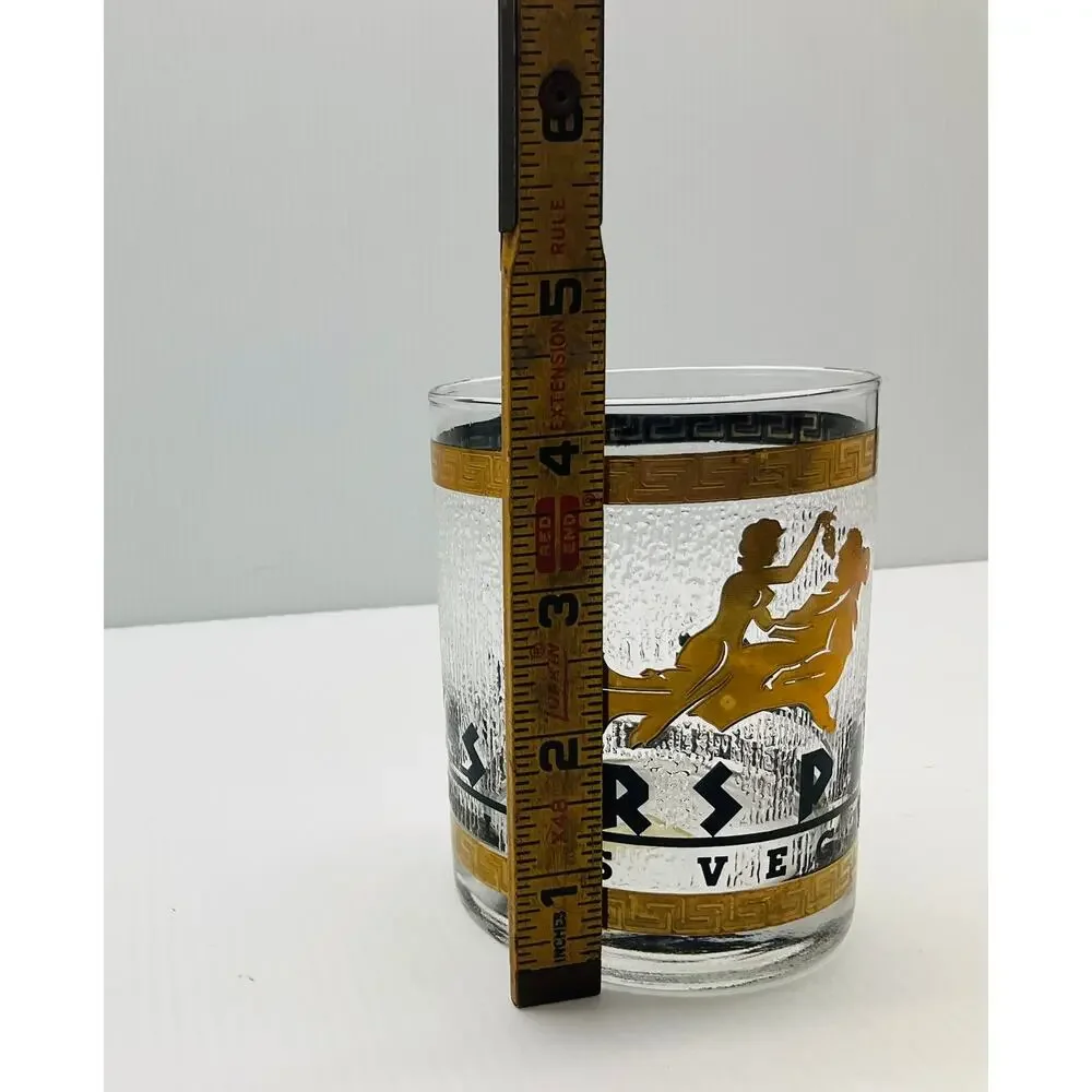 Vintage Caesars Palace Las Vegas Lowball Rocks Whiskey Glass 22K Gold